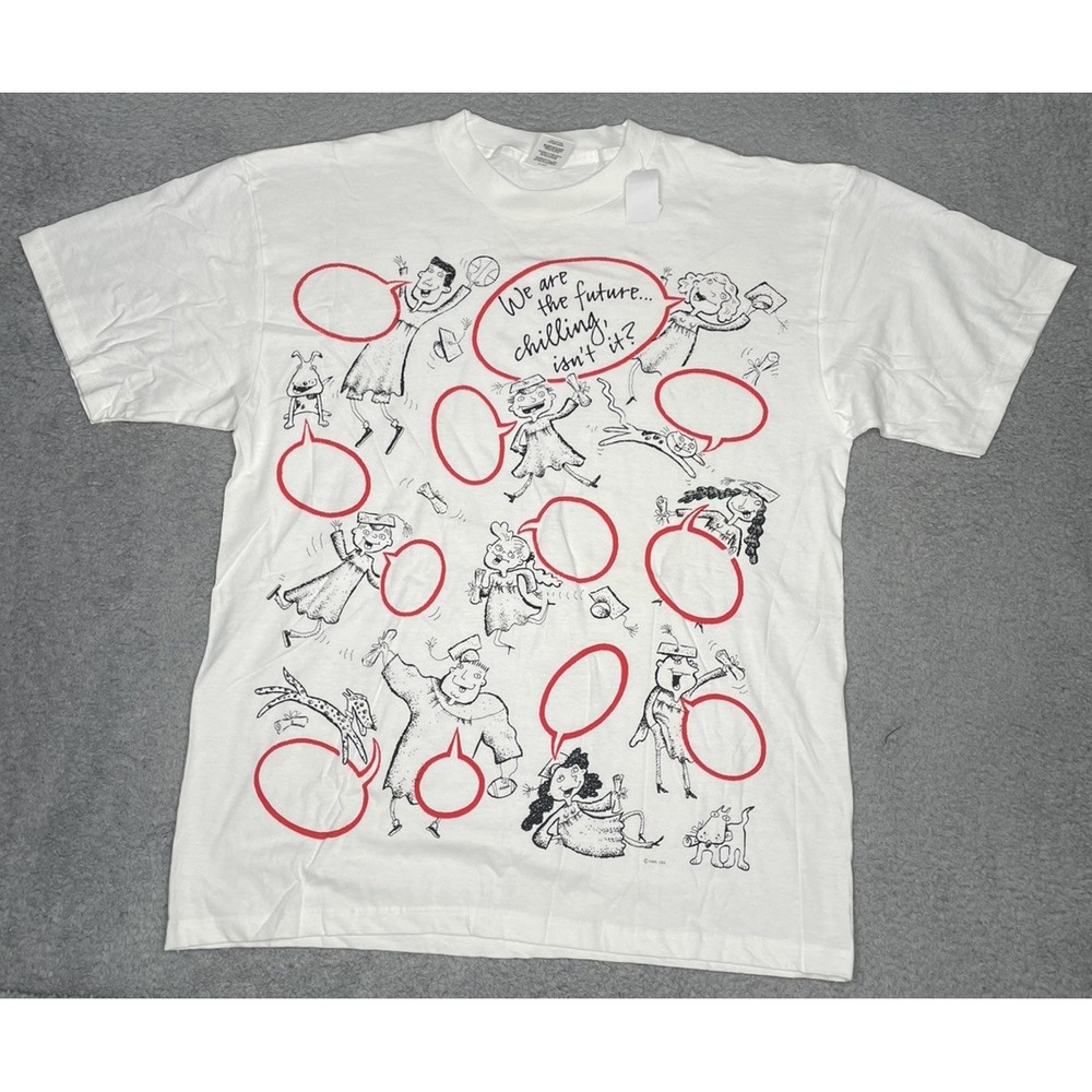 Vintage "We Are The‎ Future… Chilling, Isn't It" HMK CDS T-Shirt Adult XL White